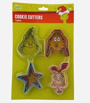 Dr. Seuss Enterprise Grinch Baking Set 4- 3”Cookie Cutters Hobby Lobby New